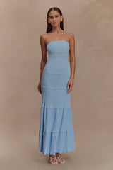 Finley Pointelle Knit Maxi Dress - Cornflower Blue