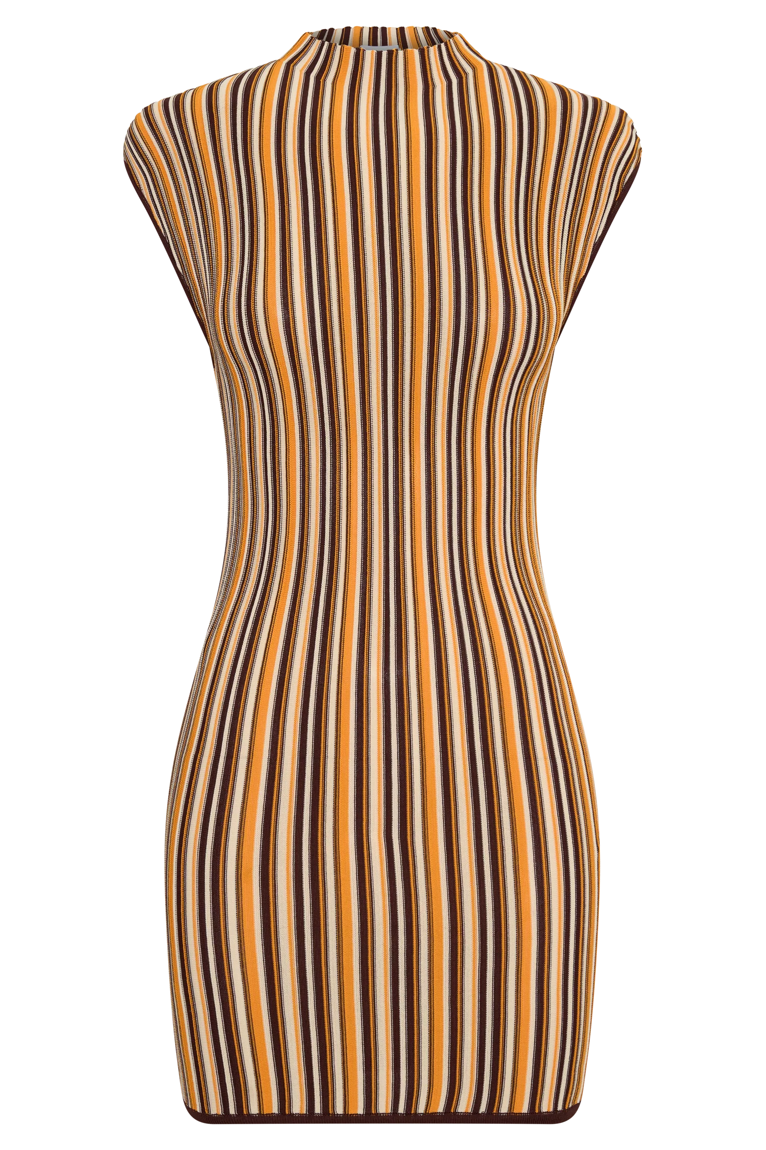 Meggie Striped Sleeveless Mini Dress - Orange/Chocolate