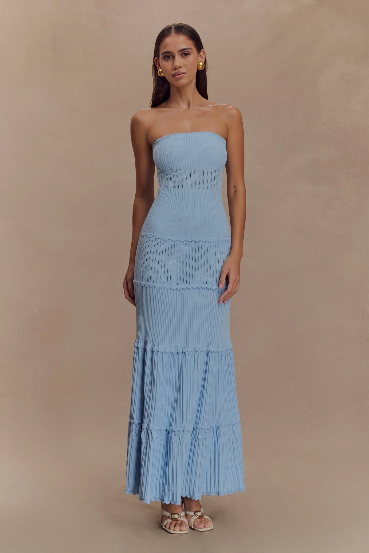 Finley Pointelle Knit Maxi Dress - Cornflower Blue