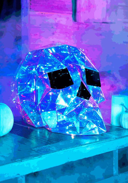 12-Inch Geometric Iridescent Skull Decoration